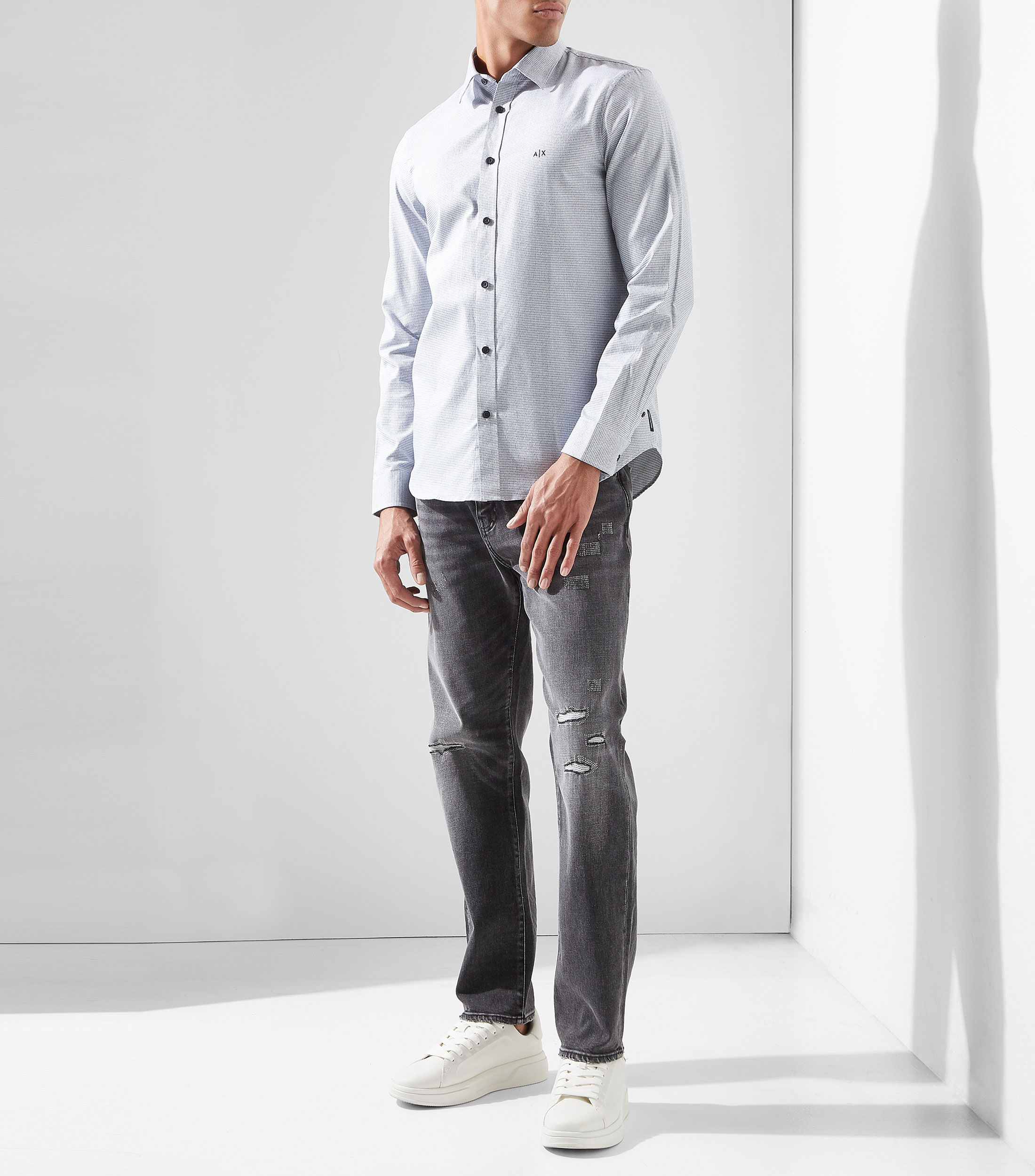 Camisa microdiseno de manga larga Hombre
